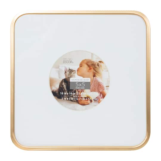 Gold Rounded 5&#x22; x 5&#x22; Frame with Circle Mat, Expressions&#x2122; by Studio D&#xE9;cor&#xAE;